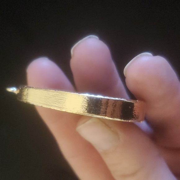 New Gold Wrapped Slice Picture Jasper Teardrop Pendant. - Picture 6 of 9